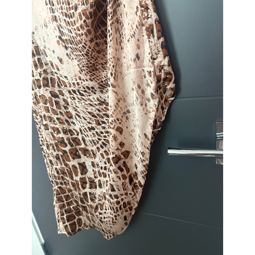 Andree by Unit Animal Print Halter Midi Dress Asymmetrical Hem Brown Tan Large - Picture 6 of 8